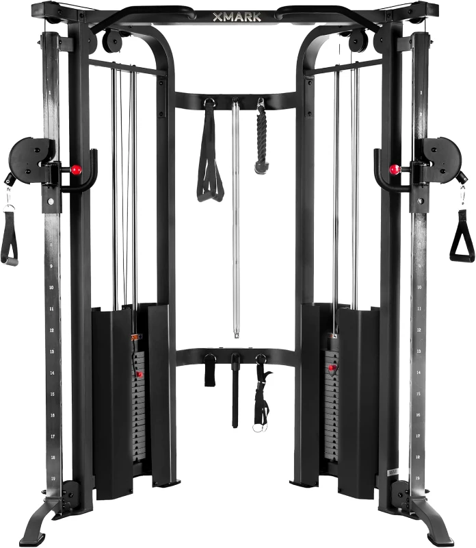 XMARK Functional Trainer — Dual Stack Cable Machine with Adjustable FID Bench, Upgraded Attachments & Corner-Ready Design for Home Gyms