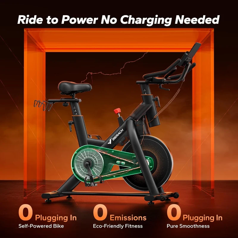 MERACH Self-Powered Magnetic Exercise Bike — 40 lb Flywheel, 350 lb Capacity, Auto-Adjust Resistance & App Connectivity