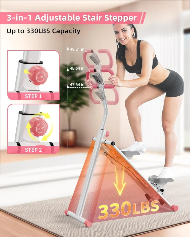 Vertical Climber Stair Stepper for Home - Full-Body Exercise Machine with Handlebar, Stable Frame and 3 Height Settings
