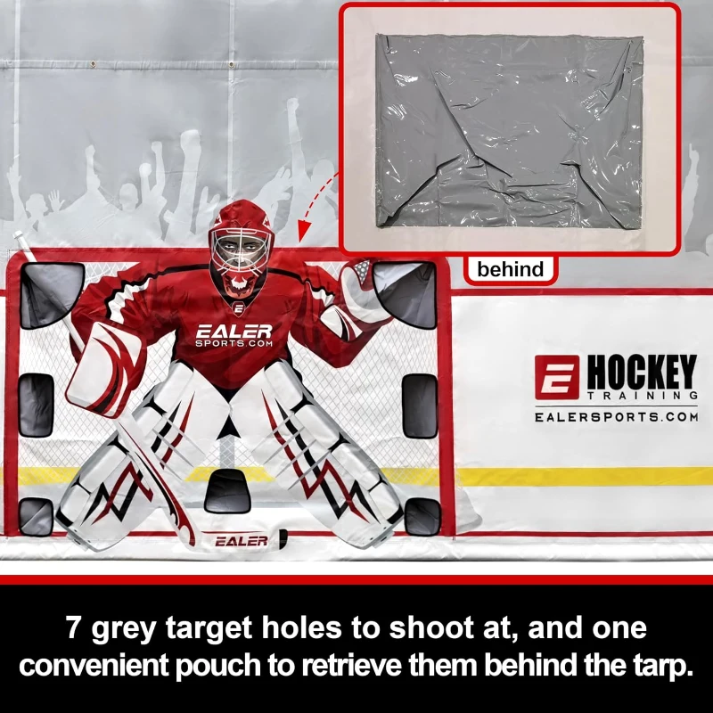 EALER Hockey Shooting Tarp — 7x10 FT & 7/8x16 FT Combined Heavy-Duty Goalie Target and Garage Wall Protector