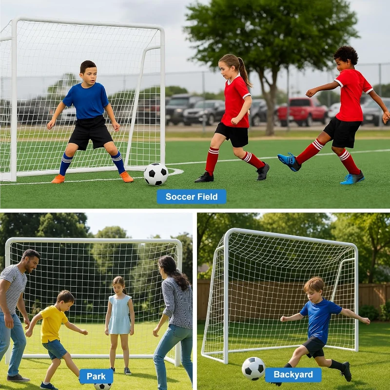 MOPHOTO Foldable Soccer Goals (6x4/8x6/10x6.5/12x6/16x7/18.5x6.5/21x7/24x8 ft) – 8x6 ft Collapsible Backyard Goal for Kids, Teens & Adults