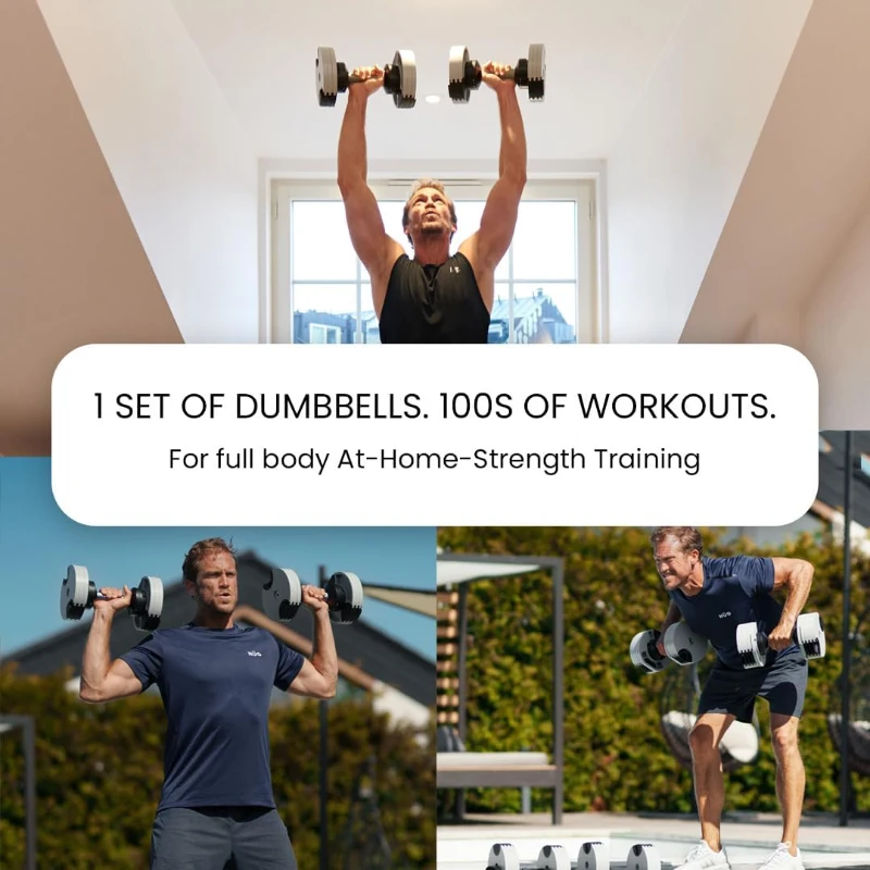 NUOBELL Adjustable Dumbbells 5–80 lbs: Replace 16 Sets — Compact Home Gym Weight Solution