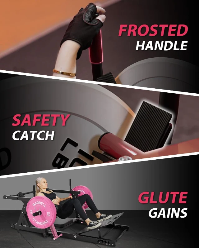 GMWD HRTQ Plate-Loaded Hip Thrust Machine, 800 lb Capacity Glute Bridge with Weight Holders and Adjustable Footboard, Heavy-Duty Butt Builder