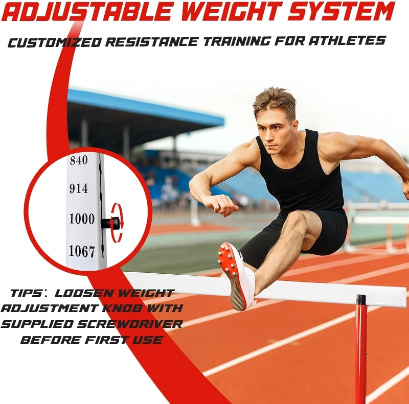 DRKSBesto Adjustable Track & Field Hurdles with Counterweight – Heavy-Duty, Height 30–42 in for Multi-Sport Training