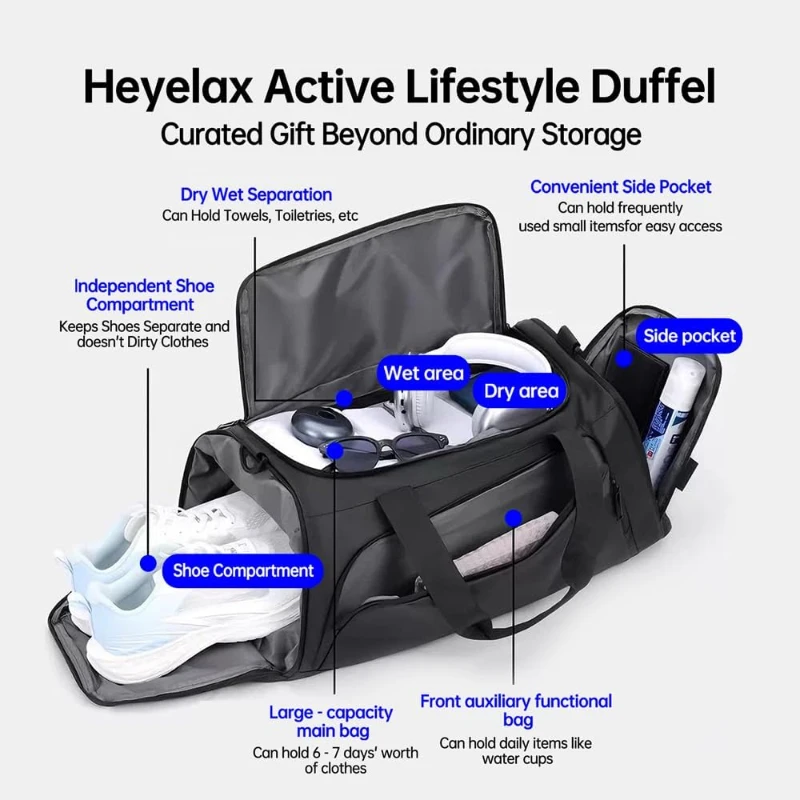 Heyelax Air Compression Leg Massager with Heat — Cordless Recovery Boots Sleeve for Circulation & Pain Relief, Thigh-to-Foot Compression (Large, 2-Pack, FSA)