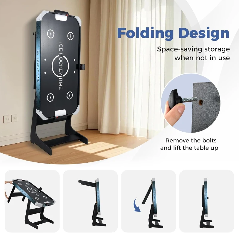 Goplus 56"" Foldable Air Hockey Table with 12V Motor, LED Digital Scoreboard, 2 Pucks & 2 Pushers – Home, Office, Game Room