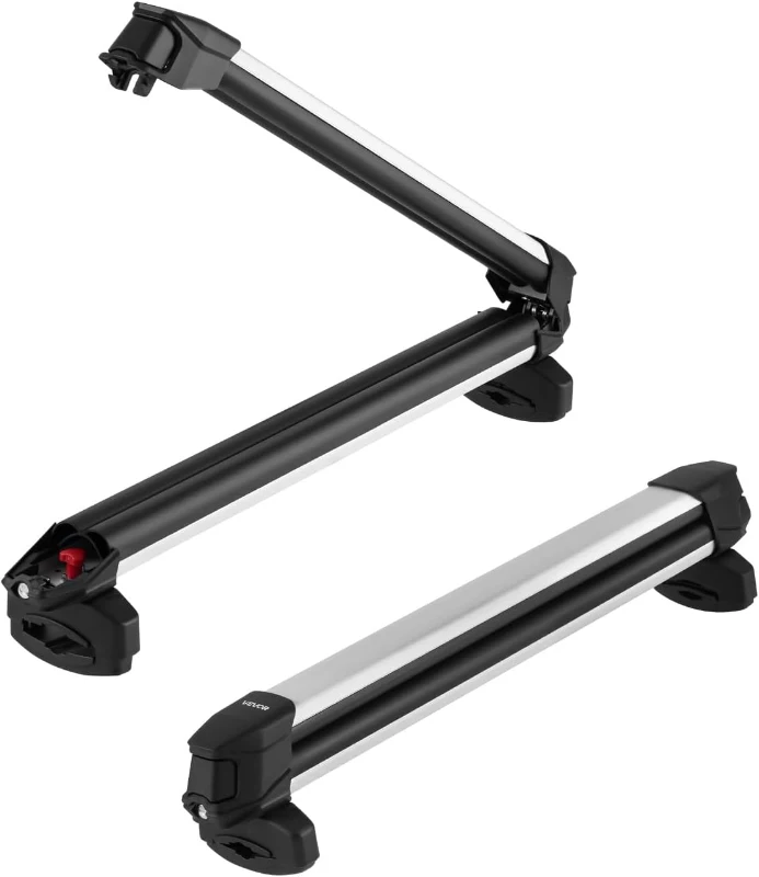 VEVOR Aluminum Ski & Snowboard Roof Rack — Holds up to 6 Pairs of Skis or 4 Snowboards, Universal Top-Mount Holders with Lock and Rubber Padding