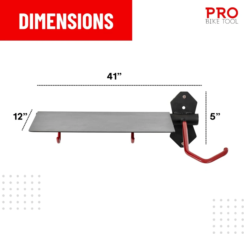 PRO BIKE TOOL Indoor Steel Bike Storage Rack — Compact Wall Mount Holder for Bicycles & Accessories, Black/Red