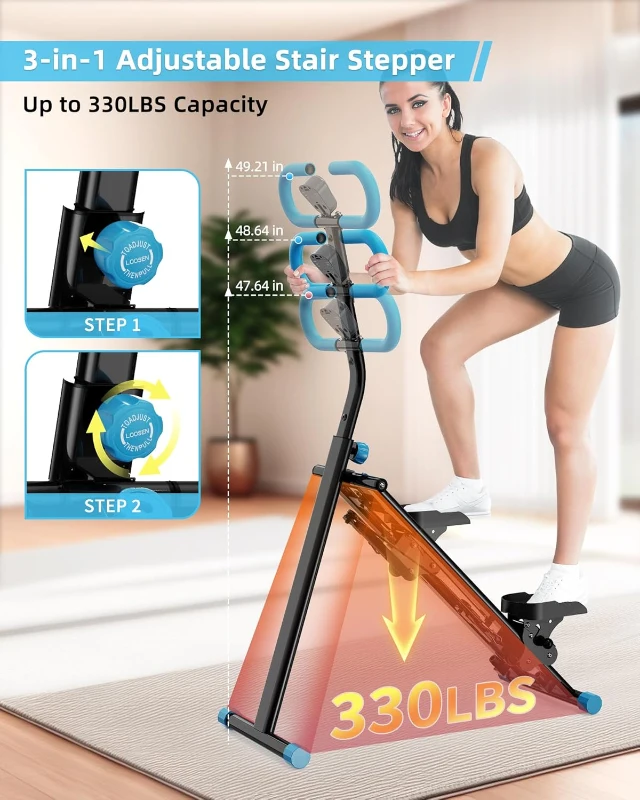 Vertical Climber Stair Stepper for Home - Full-Body Workout Machine with Handlebar, Stable Steel Frame and 3 Adjustable Heights