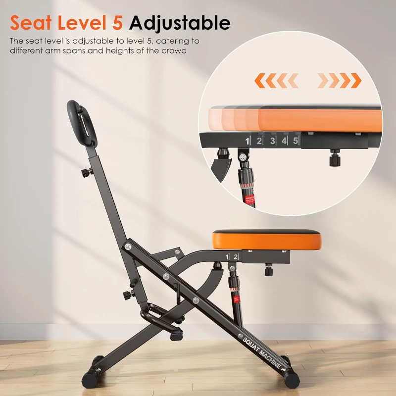 SogesHome Foldable Squat & Row Machine – Home Full-Body Trainer with Adjustable Resistance Bands, Foldable Design, 330 LBS Capacity
