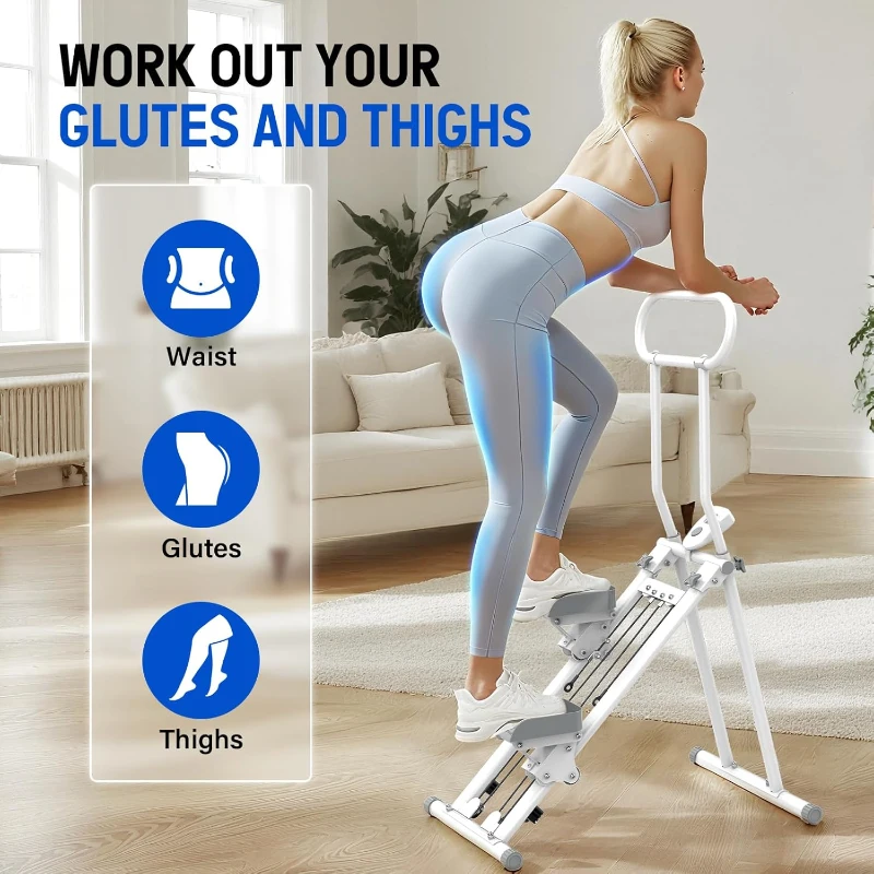 Foldable Vertical Climber Stair Stepper – Compact Home Cardio Machine with Adjustable Handle (46/48/50in) and Anti-Slip Pedals, Supports 310lbs