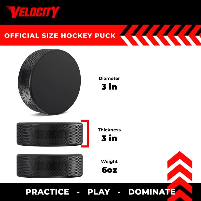 Velocity Hockey Pucks — Junior Lightweight, Senior Official & Heavyweight Training (5, 10, 25, 50 & 100 Pack)