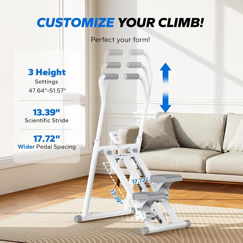 MERACH Pro Stair Stepper with 3-Level Magnetic Resistance, Adjustable Pedals & Handles, Compact Folding Cardio Climber