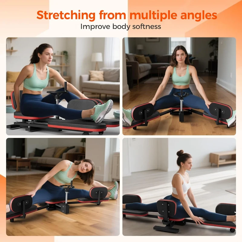 NArra Heavy-Duty Leg Stretcher — Adjustable Flexibility Trainer up to 330 lbs, Gear-Driven 180° Stretch Machine with Padded Seat and Footrests (Black)