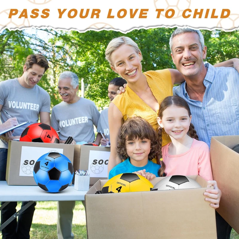 Operation Christmas 12-Pack Deflated Soccer Balls (Sizes 5 & 4) with 12 Pumps and 12 Drawstring Bags – Bulk Set for Charity, Training & Gifts