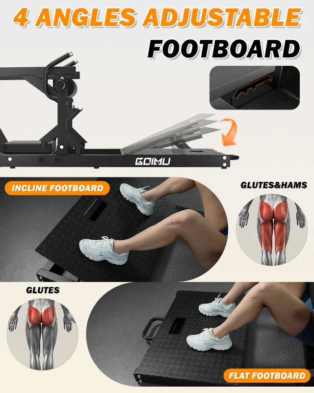 GOIMU HT01 Plate-Loaded Hip Thrust Machine – 800 lb Capacity Glute Drive with Band Pegs, Thick Hip Pad & Heavy-Duty Footplate