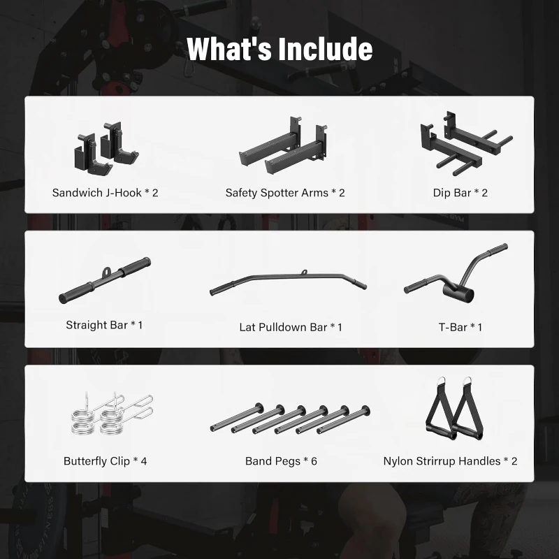 MAJOR FITNESS F22 Power Rack – 1600 lb All-in-One Squat Rack with Dual Pulley System, Heavy-Duty Steel Frame & Attachments for Home Gym