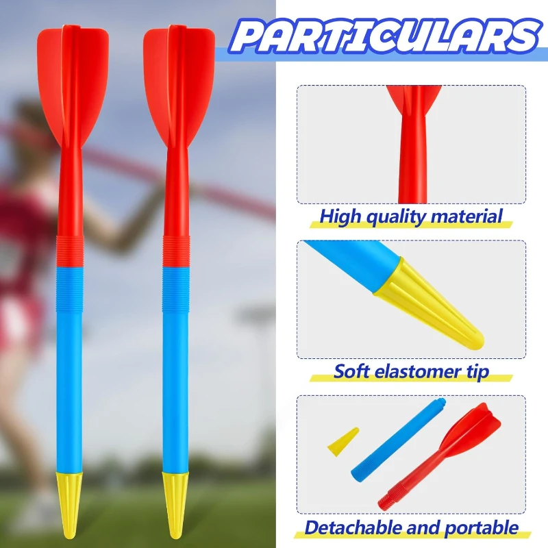 Wettarn 4-Pack 300g Youth Training Javelins – Soft-Tip Plastic Throwing Spears, 68 cm Collapsible Practice Javelin for Schools & Adults