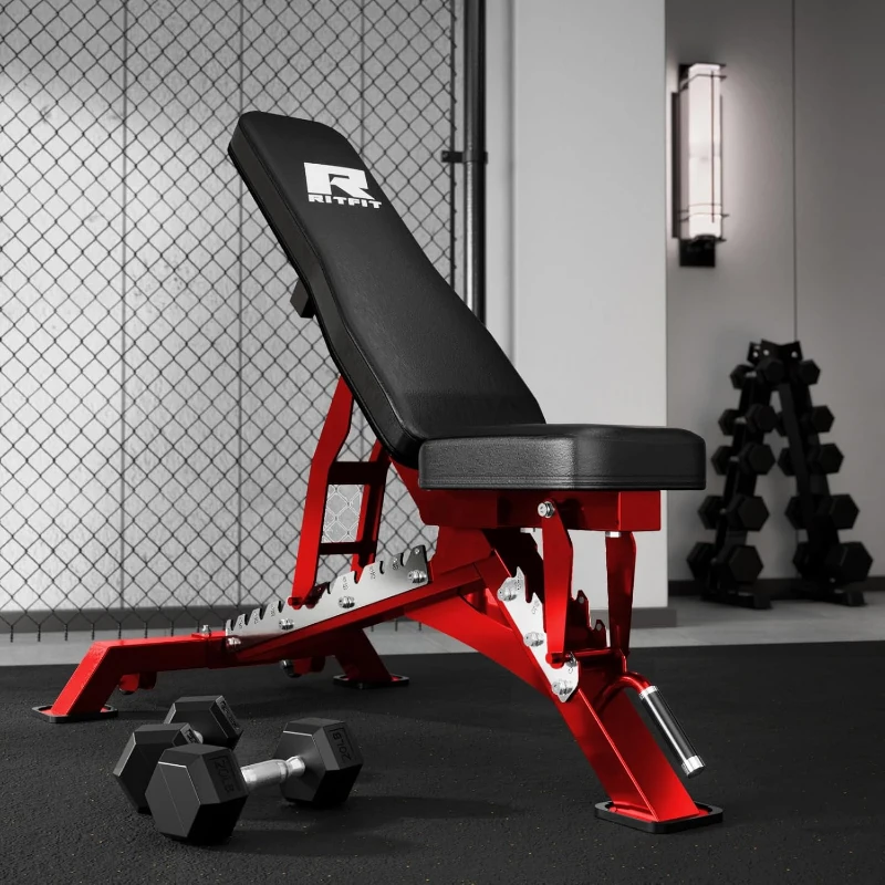 RITFIT Adjustable Weight Bench — Multi-Position Incline/Decline/Flat Home Gym Bench, 1300 lb Capacity