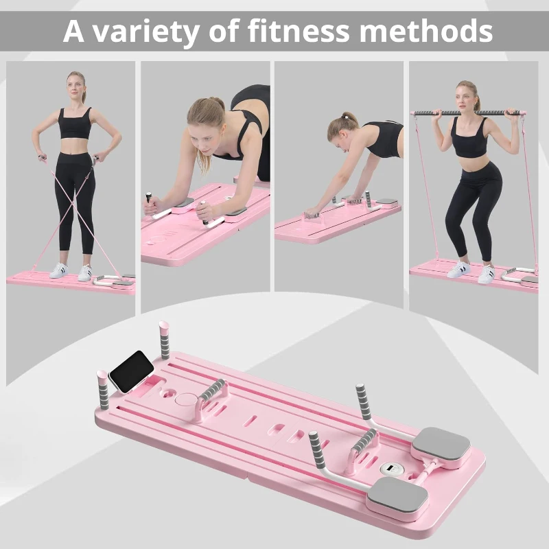 JANUA Foldable Pilates Reformer Board – 5-in-1 Multi-Purpose Sliding Board with Push-Up and Pilates Bars for Home
