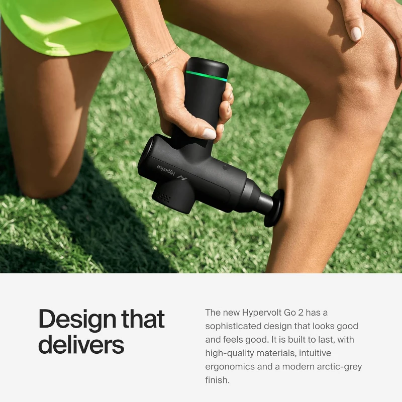 Hyperice Hypervolt GO 2 — Black Handheld Percussion Massage Gun with QuietGlide Technology, 3 Speeds & 2 Interchangeable Heads — USB-A to USB-C Charging, FSA/HSA Eligible
