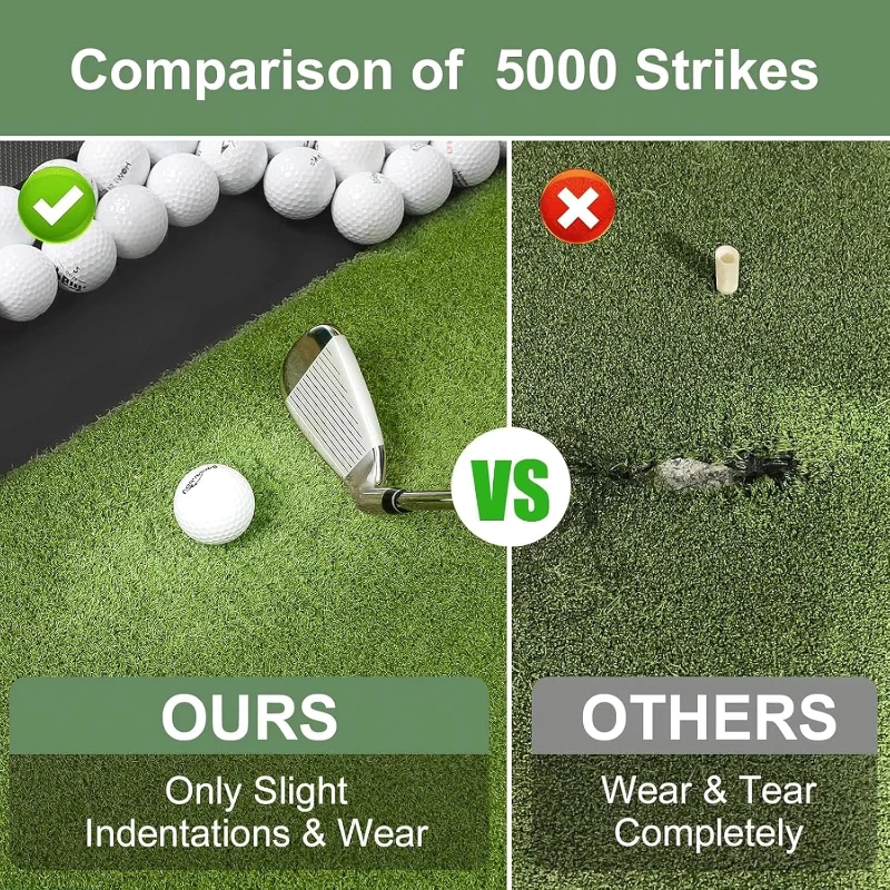 Ponsonbay Integrated Golf Practice Mat with Ball Tray, 5x4ft / 6x4ft / 6x5ft Options, Thick Turf (26–31mm), Includes 3 Tees and Multiple Tee Holders, Indoor/Outdoor