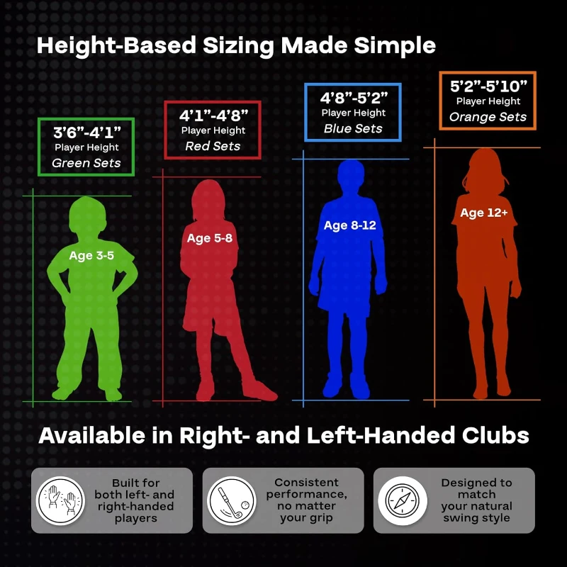 PGA TOUR Youth 10-Piece Golf Set for Ages 8–12 & 12+, Right or Left-Handed – Lightweight Clubs with Stand Bag