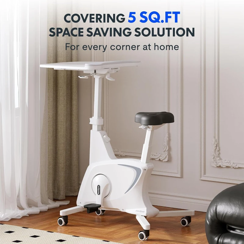 FLEXISPOT 2-in-1 Exercise Bike with Adjustable 2D Desktop — Space-Saving Under-Desk Cycle with Removable Work Surface, 300 lb Capacity, 8-Level Magnetic Resistance, Optional LCD (V9PRO/V9MAX)