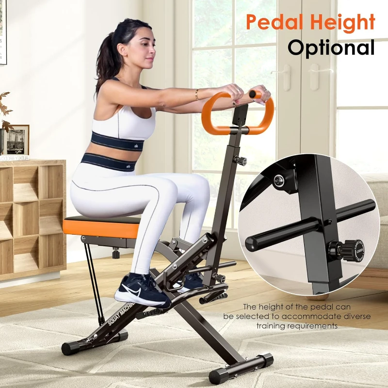SogesHome Foldable Row & Squat Machine for Home — Full-Body Exercise with Adjustable Resistance Bands for Women, Targets Glutes & Abs, Supports 330 lbs