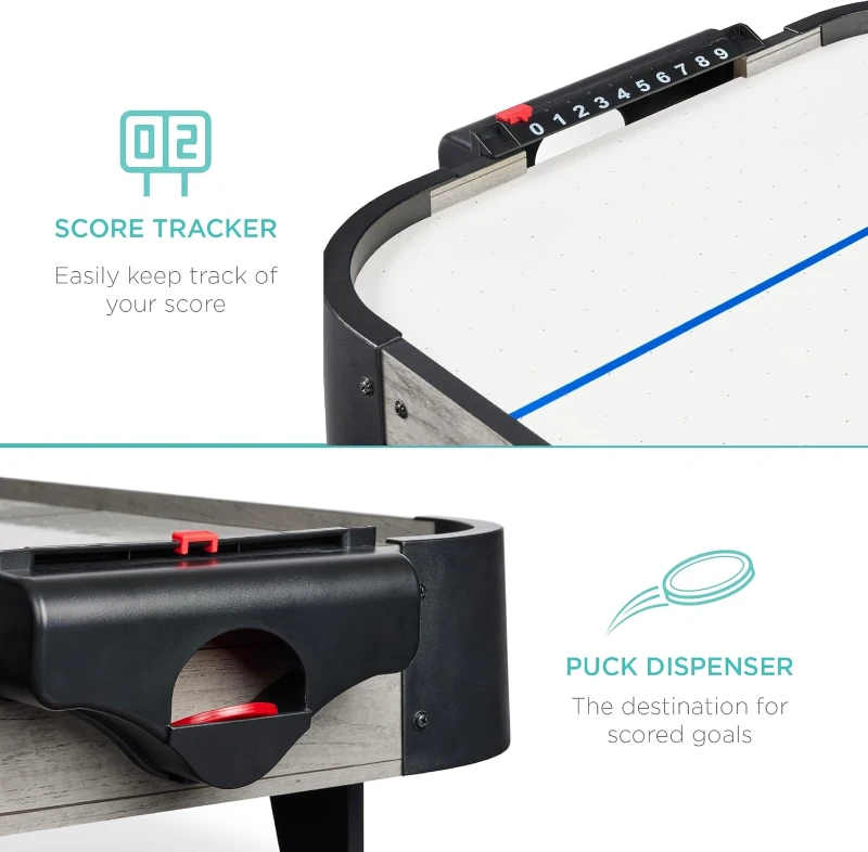 Best Choice Products 40"" Portable Tabletop Air Hockey Arcade — 100V Fan Motor, Compact Design, Includes Paddles & Pucks