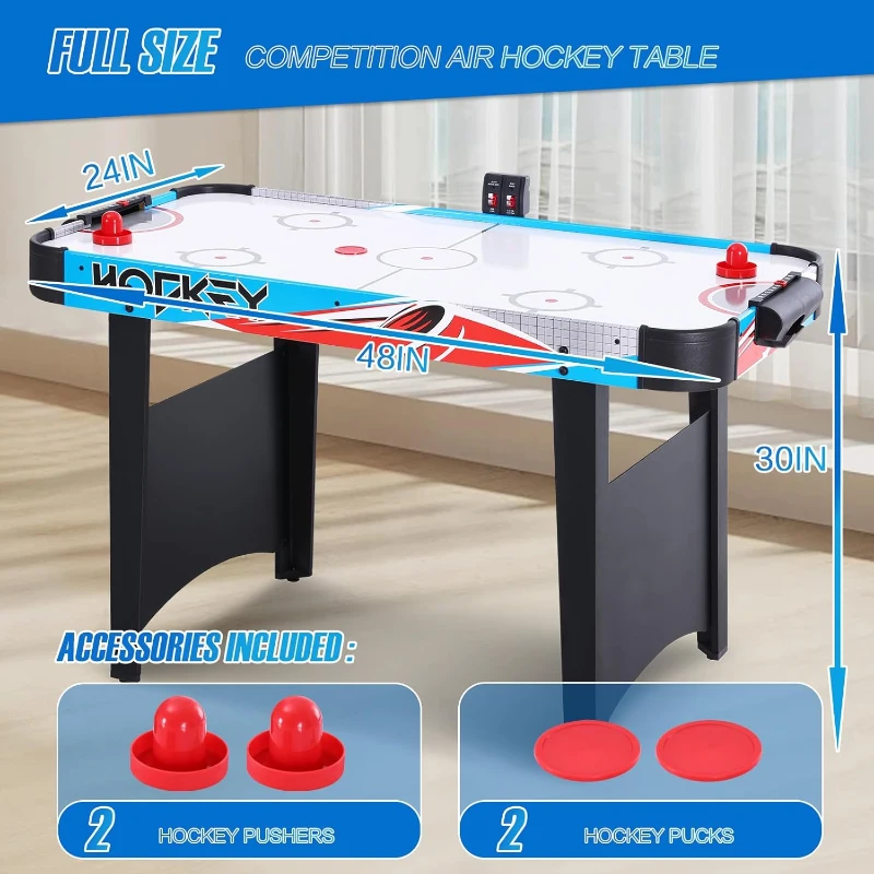 48"" Foldable Air Hockey Table - Indoor Arcade Game with Electronic LED Scoring, 2 Pucks & 2 Pushers - Family Game Room for Adults and Kids