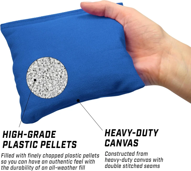 GoSports Regulation Cornhole Bean Bags Set — 8 All-Weather Bags (4 Red + 4 Blue) with Tote