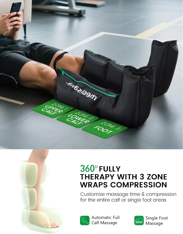 Medisana Leg & Calf Massager with Heat and Air Compression - Adjustable Circulation Therapy for Edema and Pain Relief (White)