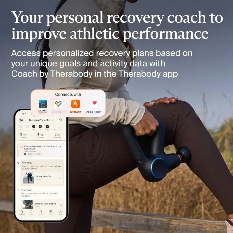 Theragun Therabody Prime Plus — Heated Deep Tissue Massage Gun for Warm-Up and Recovery, Quiet Percussive Massager with Heat