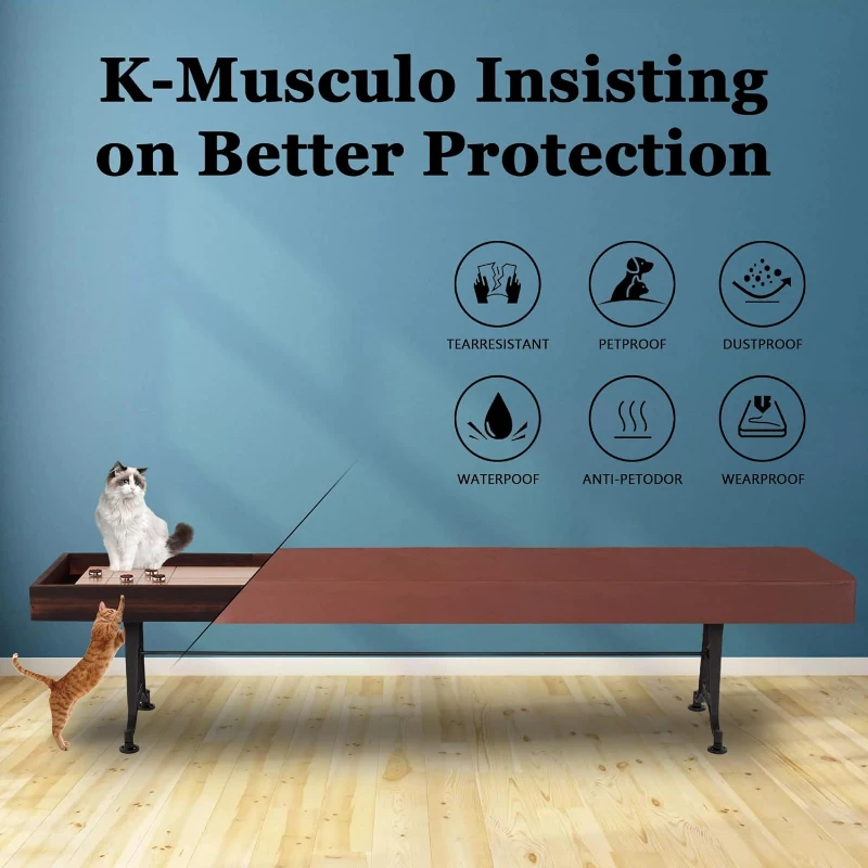 K-Musculo Brown Heavy-Duty Leatherette Shuffleboard Cover — 16FT (192L x 26W x 8H), Pull-On, Waterproof & Tear-Resistant, Pet- and Dust-Resistant