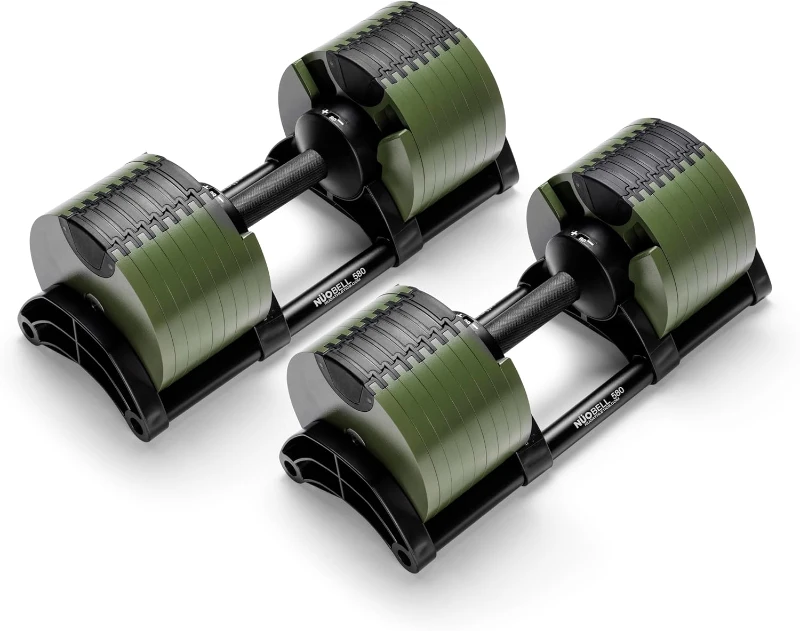 NÜOBELL Easy-Twist Adjustable Dumbbells (Pair) — 5–80 lb Model, 2024–25 All-in-One Weights
