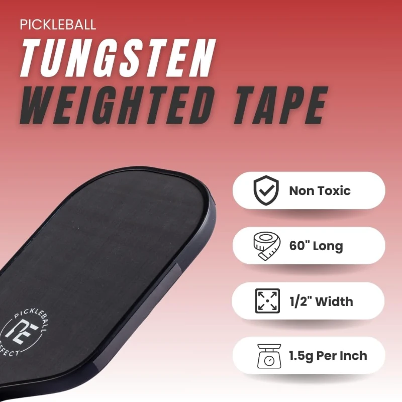 Tungsten Weighted Tape for Pickleball Paddles | Lead-Free Adjustable Paddle Weight Strip | 60-inch Roll with 3M Adhesive