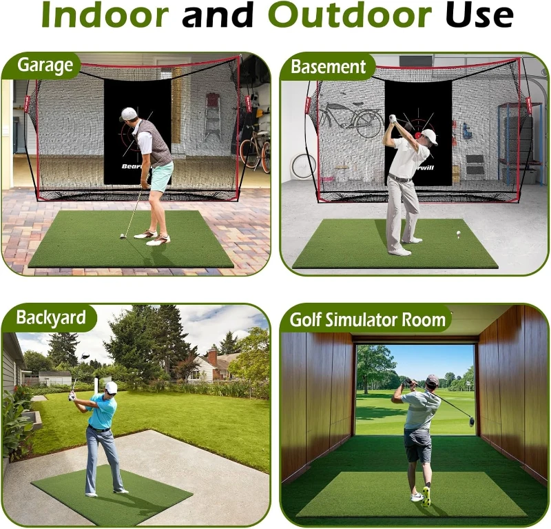 Bearwill Golf Mat 31mm — 5x4 ft / 5x5 ft High-Elasticity Artificial Turf Hitting Mat for Garage Simulators, Chipping and Driving Practice