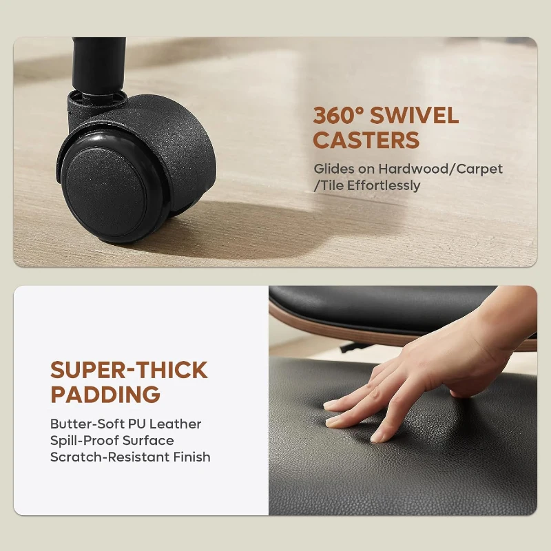 Bestier Ergonomic Bentwood Meditation Chair with Wider Spinal Back Support, 360° Swivel and Adjustable Height Cross‑Legged Office Chair for Adults up to 300 lbs (Contemporary Bentwood, Black)