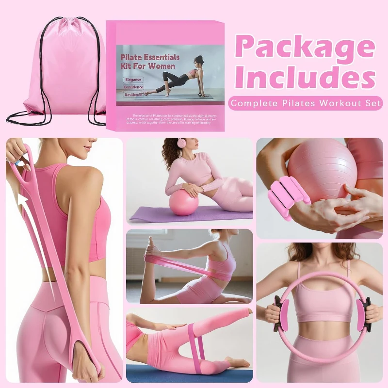 Comprehensive Home Pilates Kit – Ring, Ball, Bands & Accessories Set with Weights, Sliders and Storage Bag for Women’s Pilates, Yoga & Core Workouts
