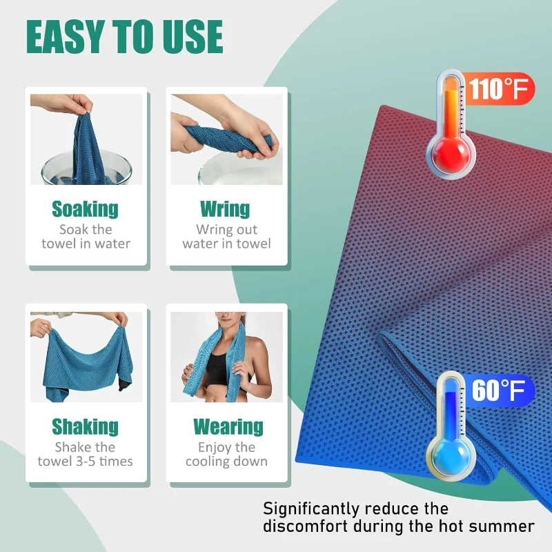 Cooling Towels Pack of 30 — 40in x 12in Neck & Face Cold Towels for Hot Weather, Sports, Running, Soccer, Yoga, Gym, Golf