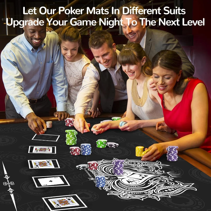 70"" x 35"" Waterproof Poker Table Mat — Ultra-Soft Texas Hold'em Surface with Smooth Premium Finish, Portable Zipper Carry Bag for Parties and Home Entertainment