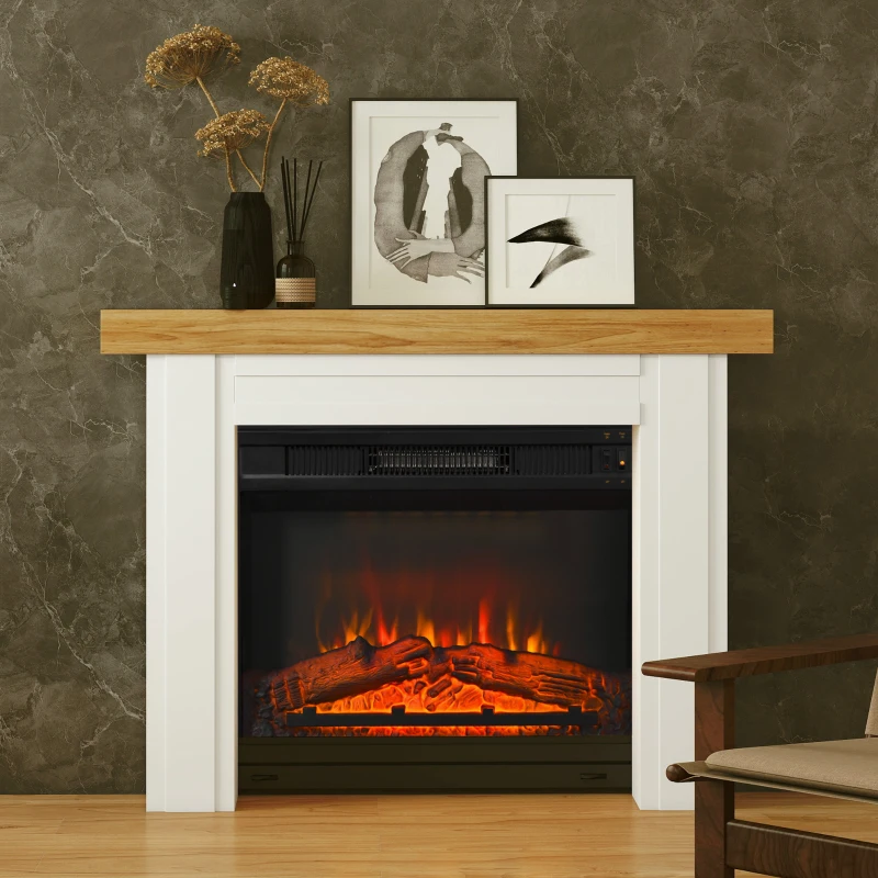 HOMCOM Modern Fireplace Mantel, Freestanding Fireplace Surround with Leg for Electric Fireplaces, 51.2" W x 40.6" H, Natural Wood