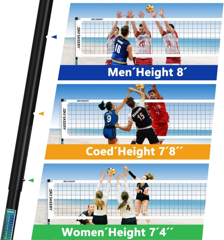 Portable Outdoor Volleyball Net Set — Heavy-Duty Anti-Sag Design with Adjustable Aluminum Poles, Winch System, Complete Accessory Pack for Backyard, Grass & Beach