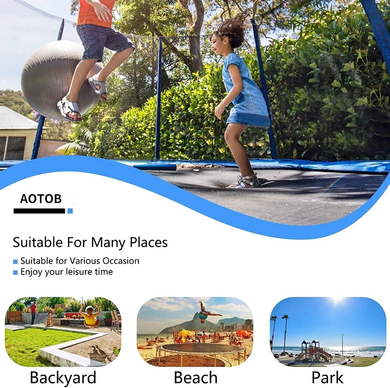 AOTOB Outdoor Trampoline with Enclosure Net, Basketball Hoop, Heavy-Duty PP Jump Mat, Spring Padding, Storage Bag & Ladder — 15 ft