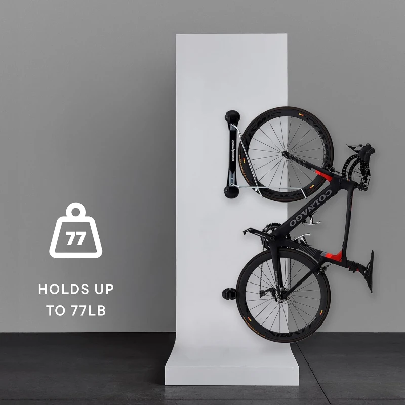 Steadyrack Classic Wall-Mounted Vertical Bike Rack for Road Bikes - Original Pivot Design, Space-Saving Steel Storage for Narrow Tires - Indoor Garage & Apartment Use