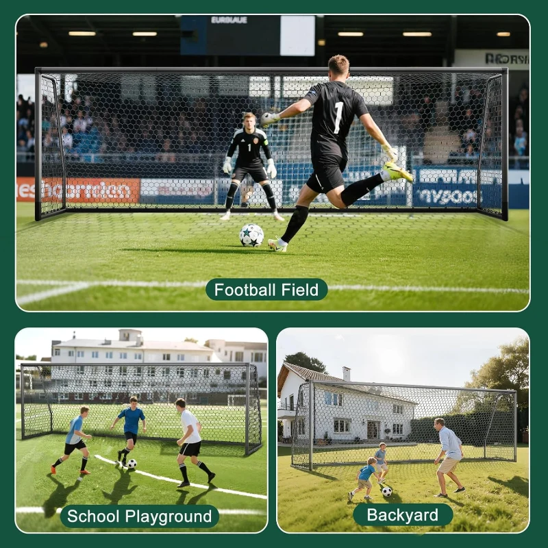 MOPHOTO Aluminum Soccer Goals (6x4/8x6/10x6.5/12x6/16x7/18.5x6.5/21x7/24x8 ft) – Durable Backyard and Training Goals for Teens & Adults