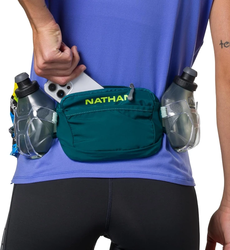 Nathan Trail Mix Plus Hydration Waist Belt with Flasks and Storage – No-Bounce Running Pack