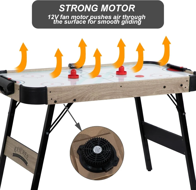 48"" Foldable Air Hockey Table - Indoor Arcade Set with Electronic Scoreboard, 2 Pucks & 2 Pushers