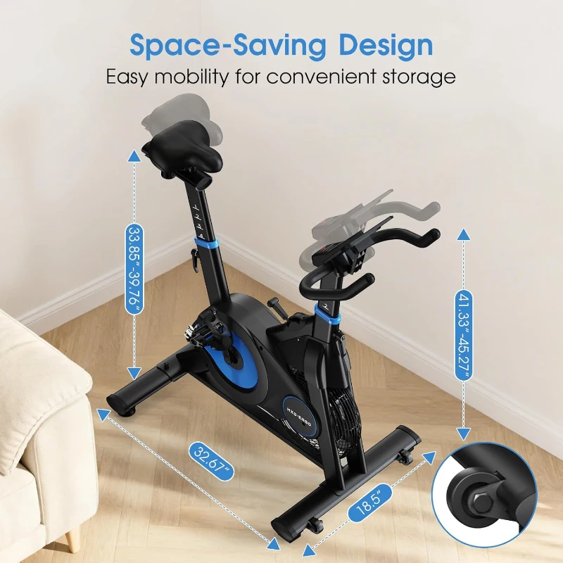 HXD-ERGO Indoor Magnetic & Air Bike, Stationary Exercise Bike with Silent Belt Drive, App Compatibility, LCD Monitor, 350 lb Capacity